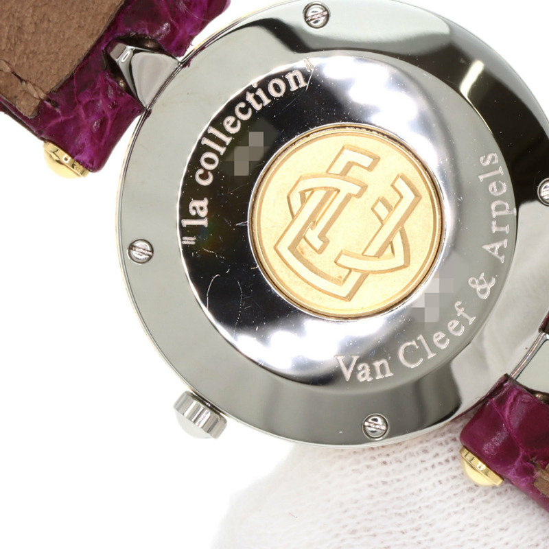 梵克雅寶 43607 La Collection 女士腕錶，精鋼和皮革錶帶，SSxGP-23