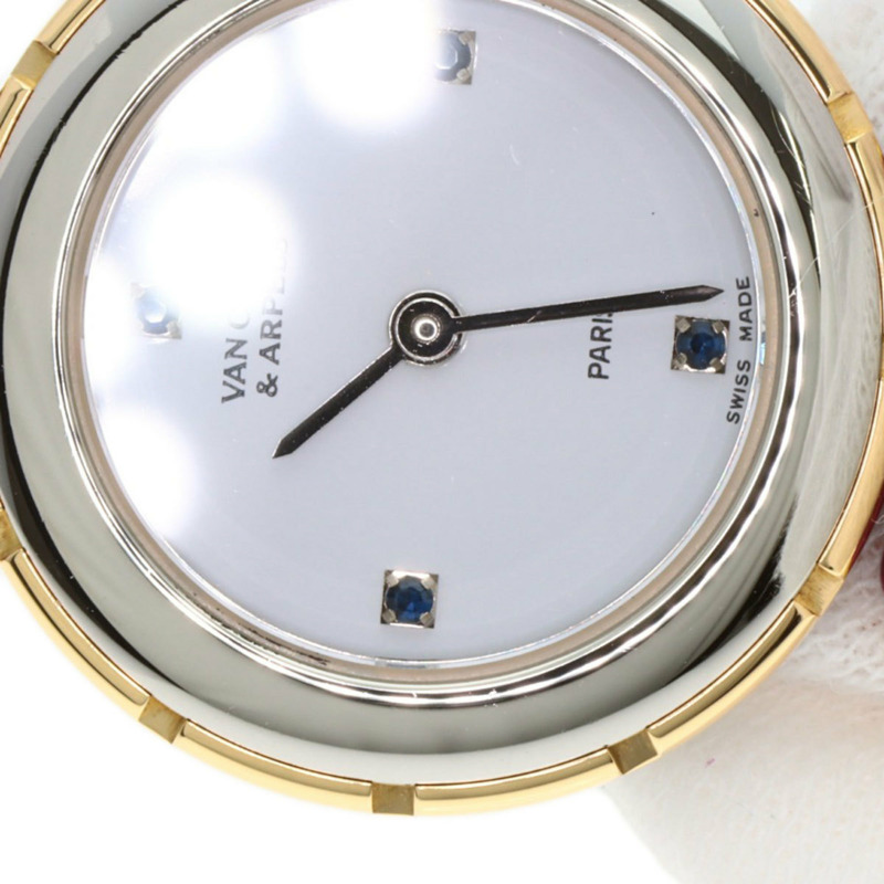 梵克雅寶 43607 La Collection 女士腕錶，精鋼和皮革錶帶，SSxGP-28