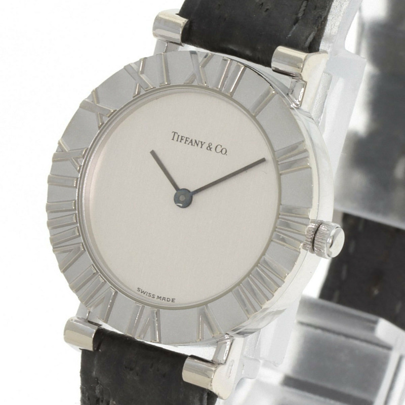 蒂芬妮 L0640 Atlas 女士腕錶,銀色皮革錶帶-2