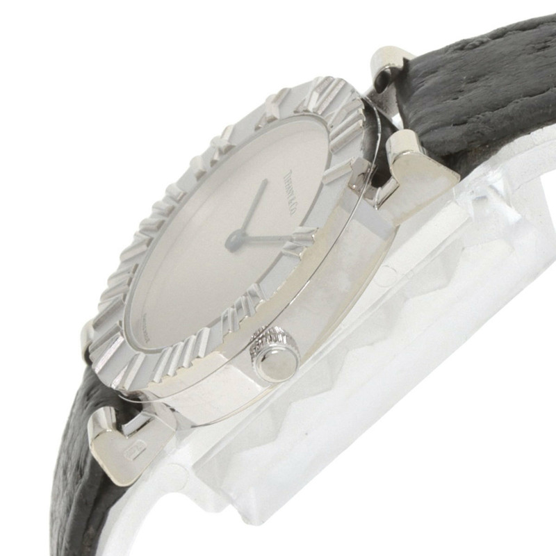 蒂芬妮 L0640 Atlas 女士腕錶,銀色皮革錶帶-4