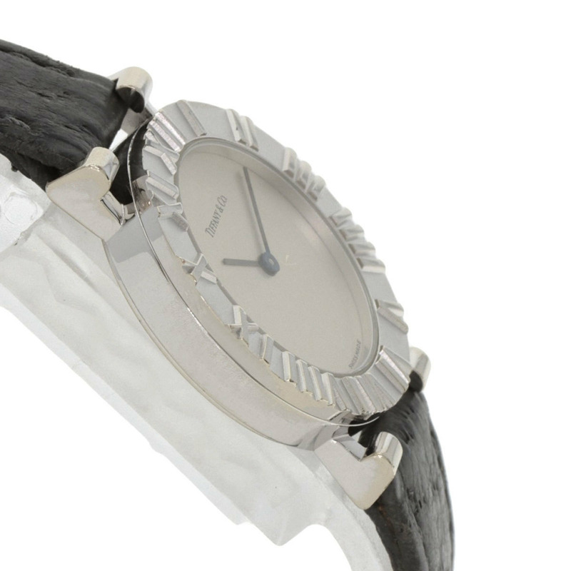 蒂芬妮 L0640 Atlas 女士腕錶,銀色皮革錶帶-5