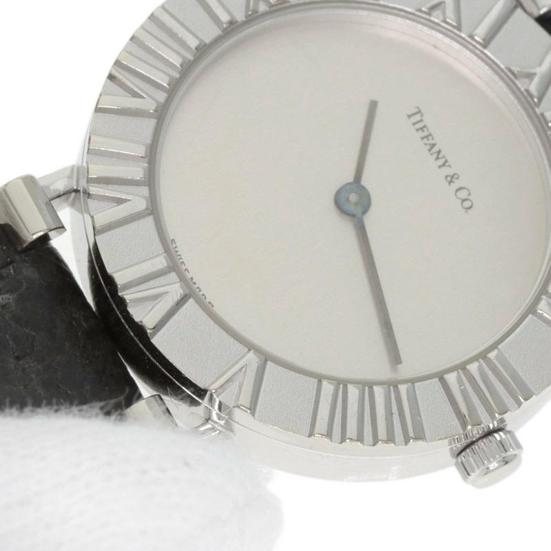 蒂芬妮 L0640 Atlas 女士腕錶,銀色皮革錶帶-24