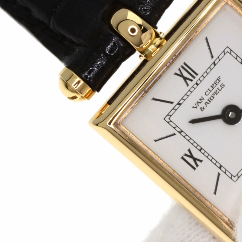 梵克雅寶 (Van Cleef & Arpels) 122942B1 經典方形腕錶，18K黃金錶殼及皮革錶帶，女款-23