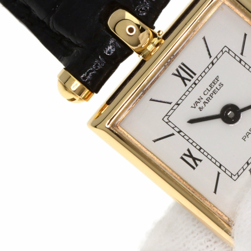 梵克雅寶 (Van Cleef & Arpels) 122942B1 經典方形腕錶，18K黃金錶殼及皮革錶帶，女款-24