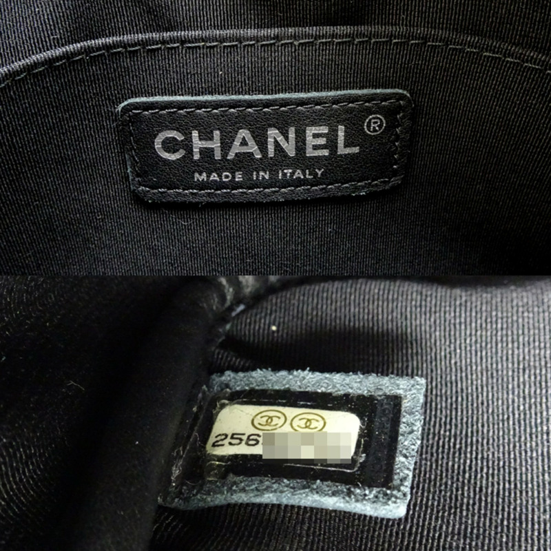 香奈兒黑色羊皮人字紋V形縫線鏈條單肩背包 A57617-6