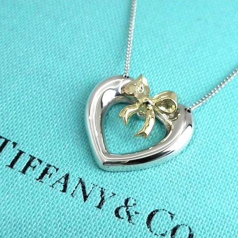 🌷Tiffany&Co. 蝴蝶結愛心項鍊S925銀｜經典花紋✦fufu style 精品✦ 氣質款｜