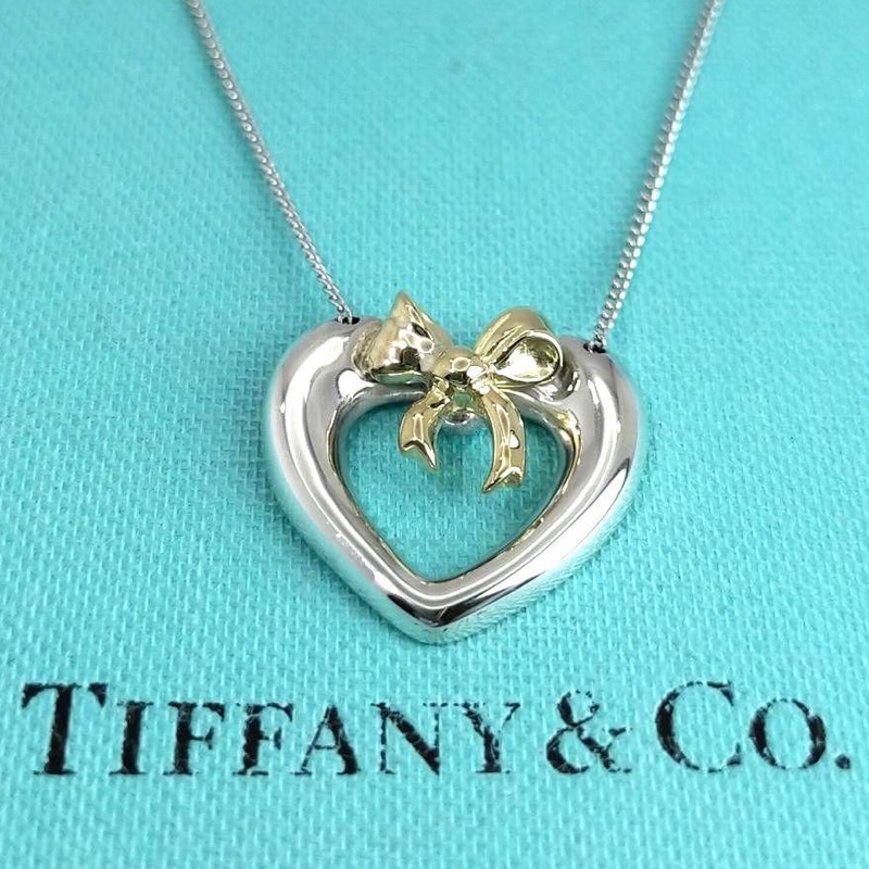 🌷Tiffany&Co. 蝴蝶結愛心項鍊S925銀｜經典花紋✦fufu style 精品✦ 氣質款｜-1