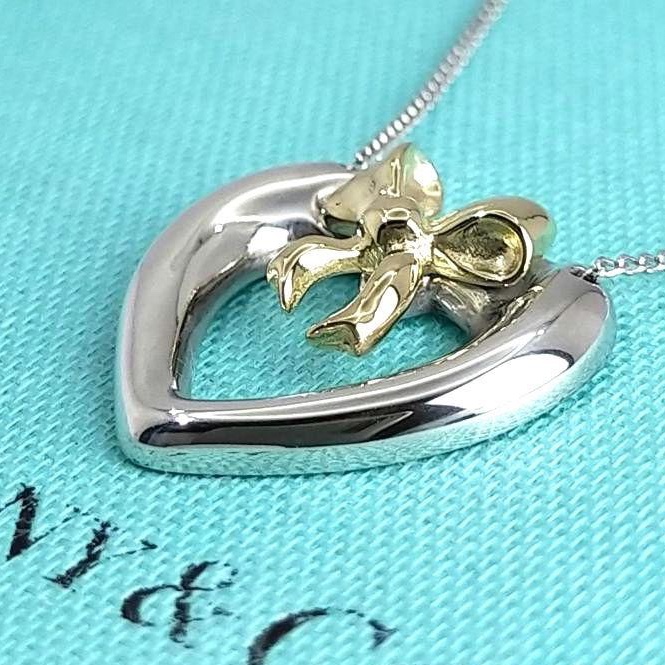 🌷Tiffany&Co. 蝴蝶結愛心項鍊S925銀｜經典花紋✦fufu style 精品✦ 氣質款｜-2