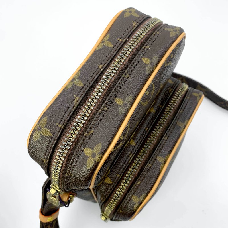 Louis Vuitton 老花雙層相機包，LV經典包，路易威登，麻將包，側背包，二手真品，正品，現貨，免運-11