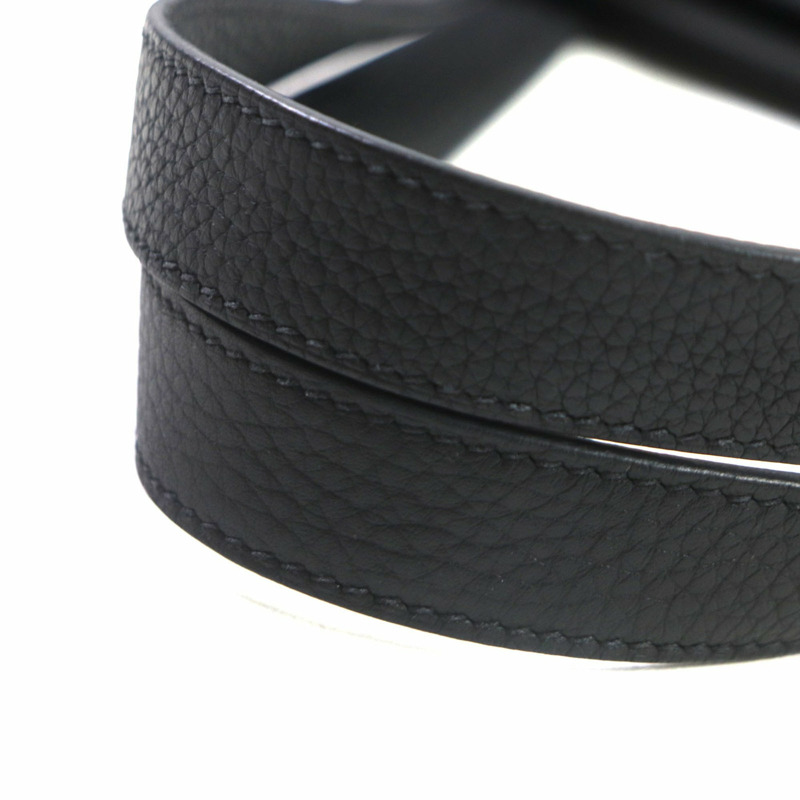 HERMES Pur Sangle Toile Militaire Taurillon Clemence 手提包,黑色,駝色,U 印章,法國製造,男士-5