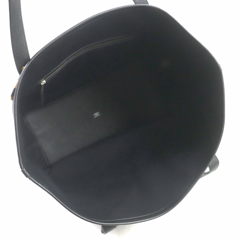 HERMES Pur Sangle Toile Militaire Taurillon Clemence 手提包,黑色,駝色,U 印章,法國製造,男士-6