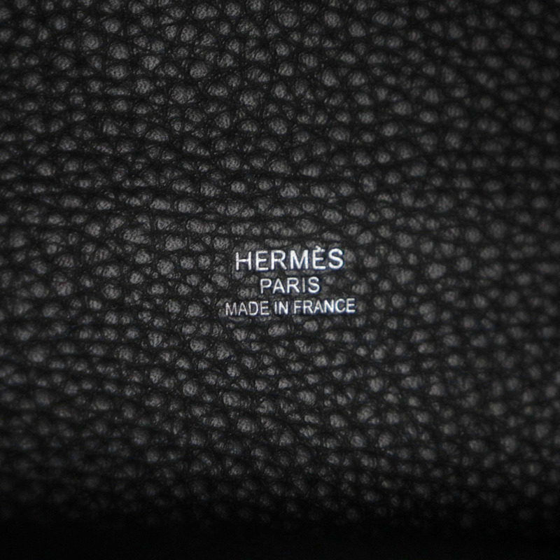 HERMES Pur Sangle Toile Militaire Taurillon Clemence 手提包,黑色,駝色,U 印章,法國製造,男士-7
