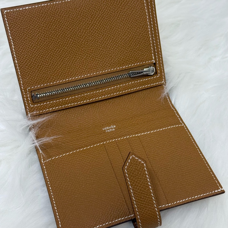 Hermes Bearn Compact Bi-fold Wallet Gold 金銀 銀包-3