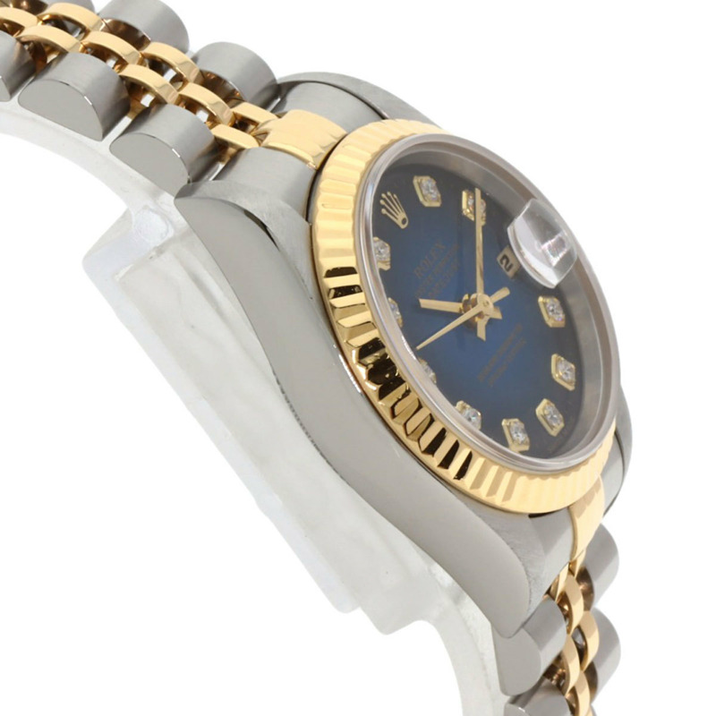 勞力士 69173G Datejust 10P 鑲鑽藍色漸變不鏽鋼腕錶（SSx18KYG），女款-5