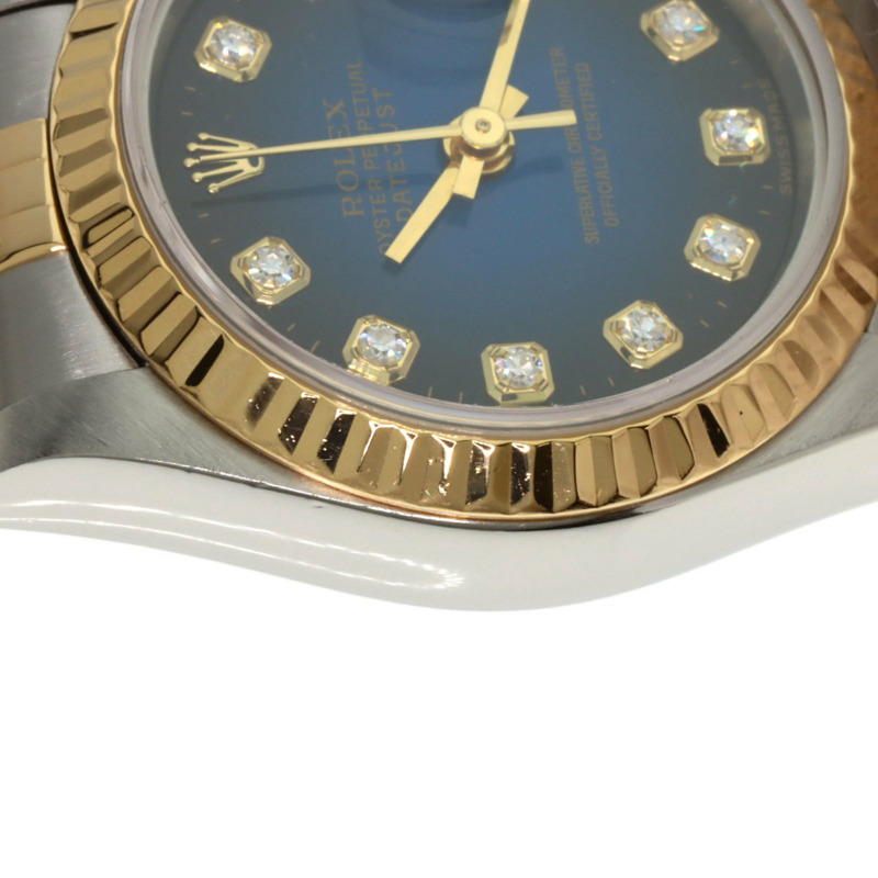 勞力士 69173G Datejust 10P 鑲鑽藍色漸變不鏽鋼腕錶（SSx18KYG），女款-16