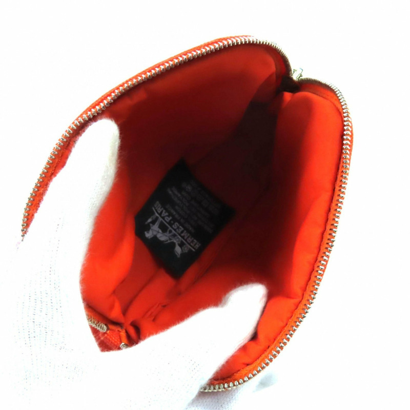 愛馬仕 Bolide 迷你手拿包，100% 純棉，飾有刺繡 H 標誌和皮革點綴，橙色，法國製造，女士款-3