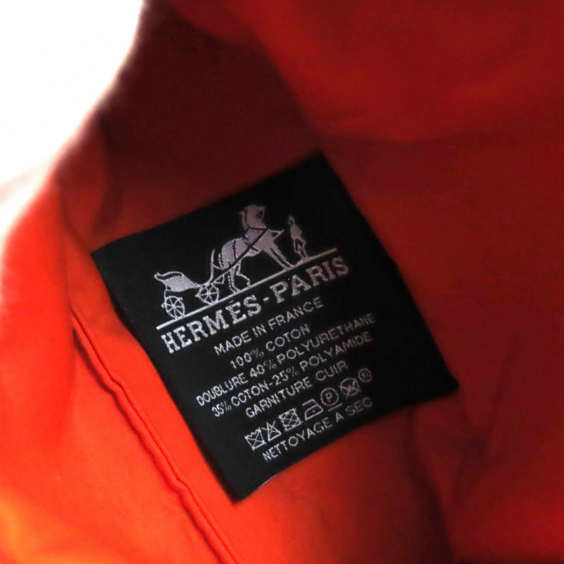 愛馬仕 Bolide 迷你手拿包，100% 純棉，飾有刺繡 H 標誌和皮革點綴，橙色，法國製造，女士款-7