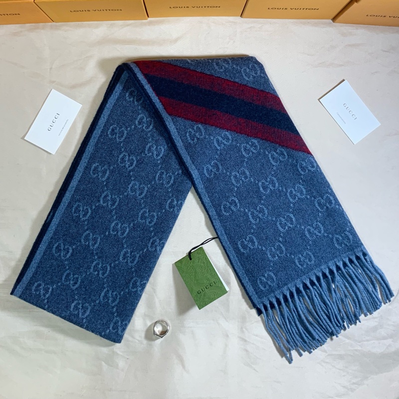🎁全台最甜 全新含吊牌 Gucci 古馳 深藍雙色滿版logo 圍巾 披肩-2