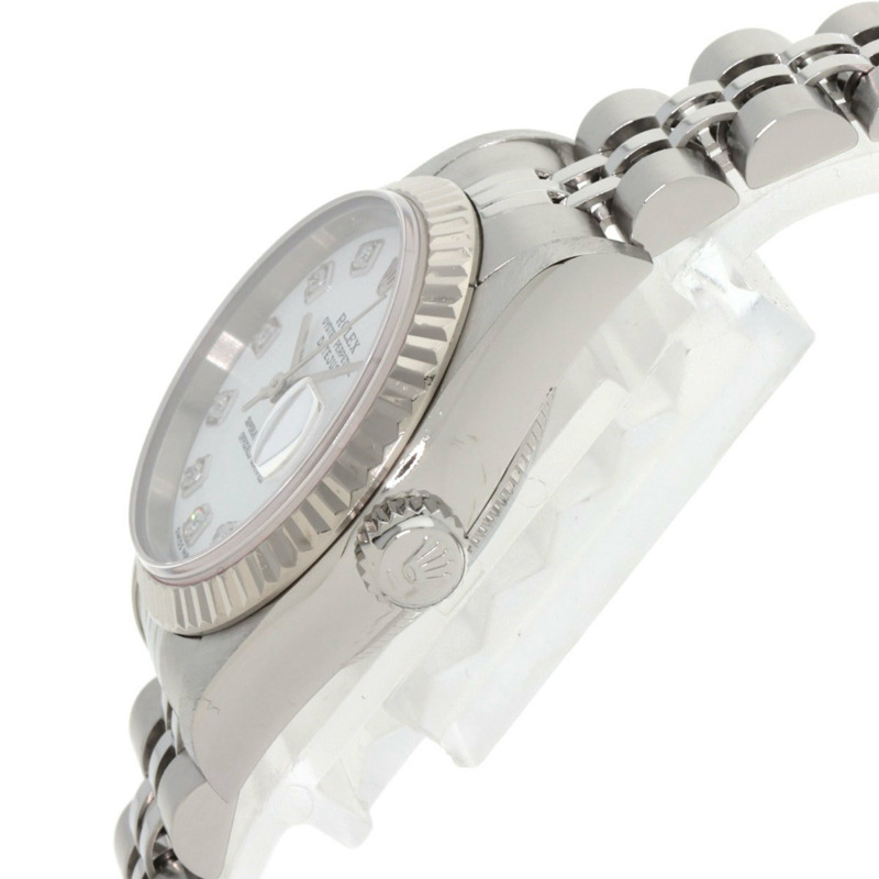 勞力士 79174G Datejust 10P 鑲鑽女錶，精鋼/18K 白金錶殼-4