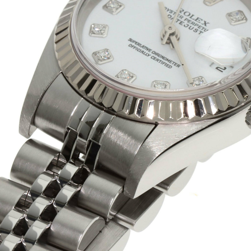 勞力士 79174G Datejust 10P 鑲鑽女錶，精鋼/18K 白金錶殼-24