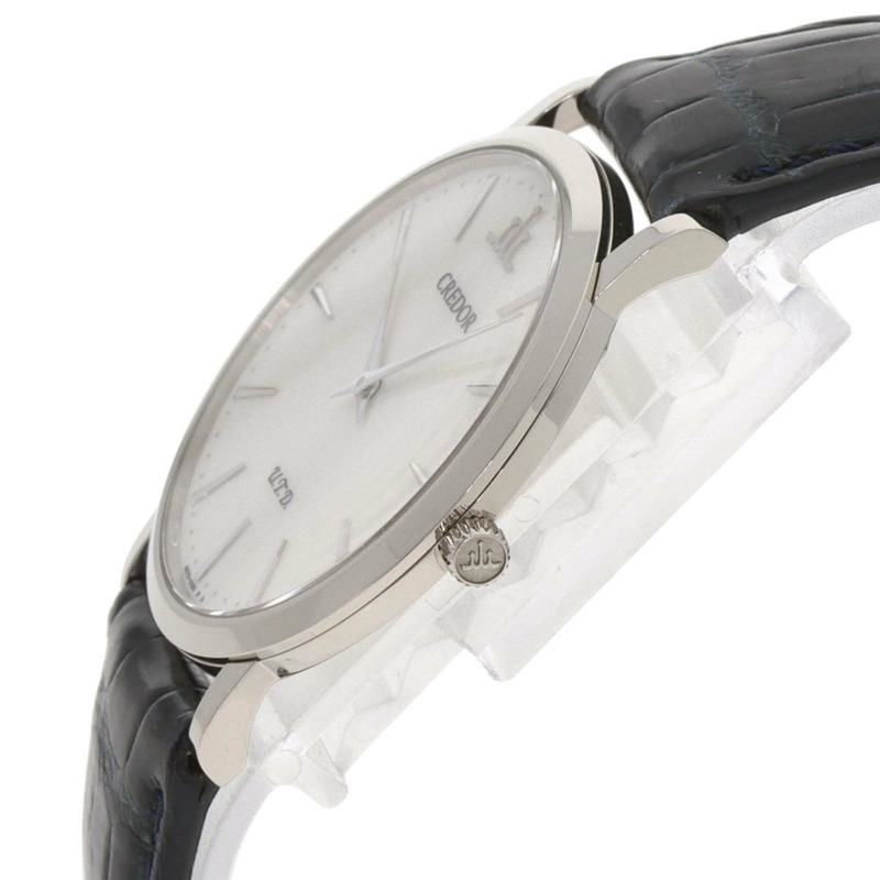 精工 GBAQ977 6870-00B0 Credor Signo UTD 男士腕錶，18K 白金錶殼搭配皮錶帶-4