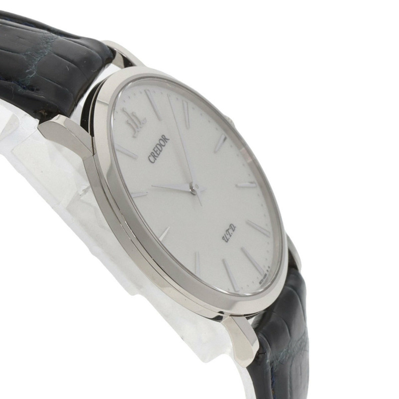 精工 GBAQ977 6870-00B0 Credor Signo UTD 男士腕錶，18K 白金錶殼搭配皮錶帶-5