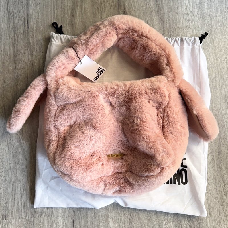 LOVE MOSCHINO 粉萌假毛兔耳包｜柔軟蓬蓬超可愛！-0