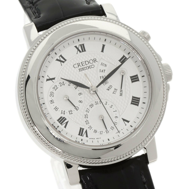 精工 GBBG999 4S77-0010 Credor 逆跳男士腕錶，鉑金 PT950 錶殼，配皮錶帶-2