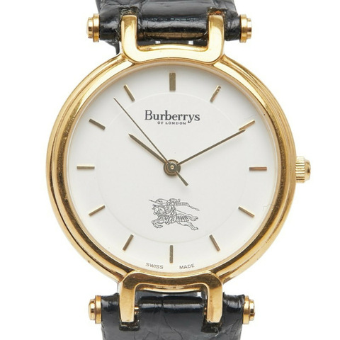 Burberry Logo Shadow Horse 3200 石英白色錶盤不鏽鋼皮革女士腕錶 BURBERRY