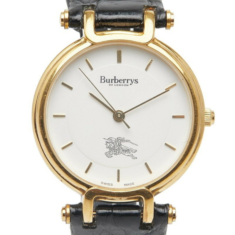 Burberry Logo Shadow Horse 3200 石英白色錶盤不鏽鋼皮革女士腕錶 BURBERRY-0