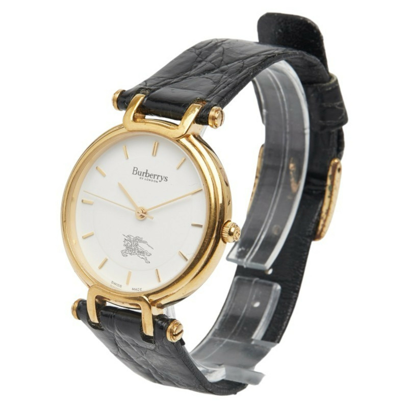 Burberry Logo Shadow Horse 3200 石英白色錶盤不鏽鋼皮革女士腕錶 BURBERRY-1