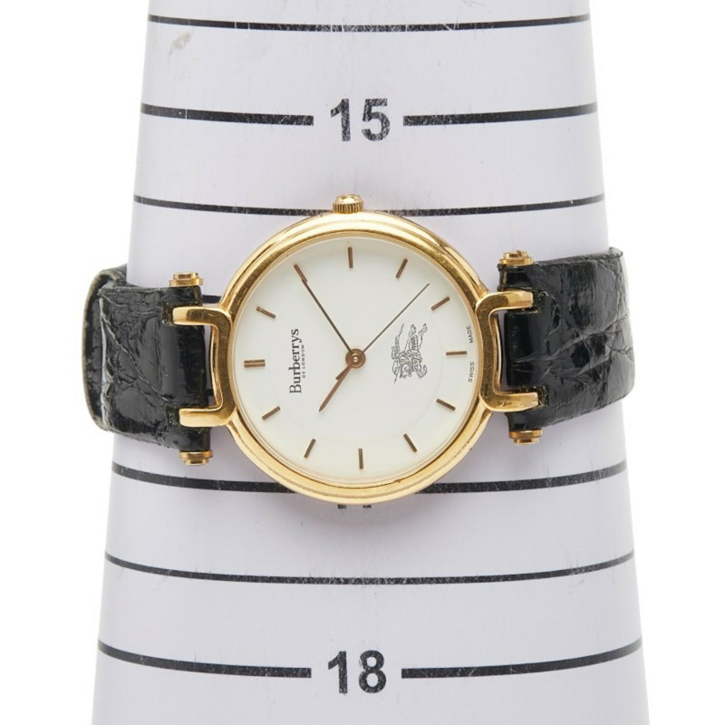 Burberry Logo Shadow Horse 3200 石英白色錶盤不鏽鋼皮革女士腕錶 BURBERRY-7