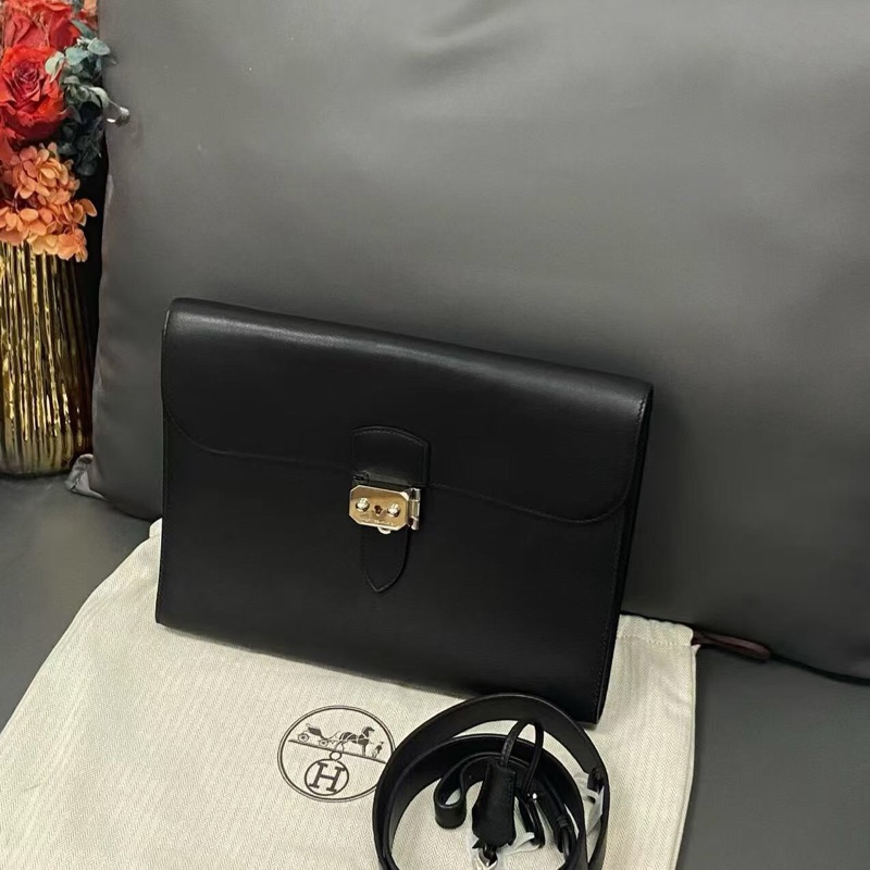 HERMES愛馬仕新款黑銀sac+adepeches29單肩包 Z刻-0