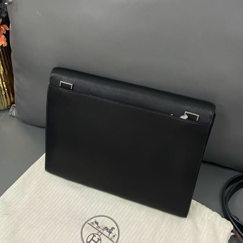HERMES愛馬仕新款黑銀sac+adepeches29單肩包 Z刻-1