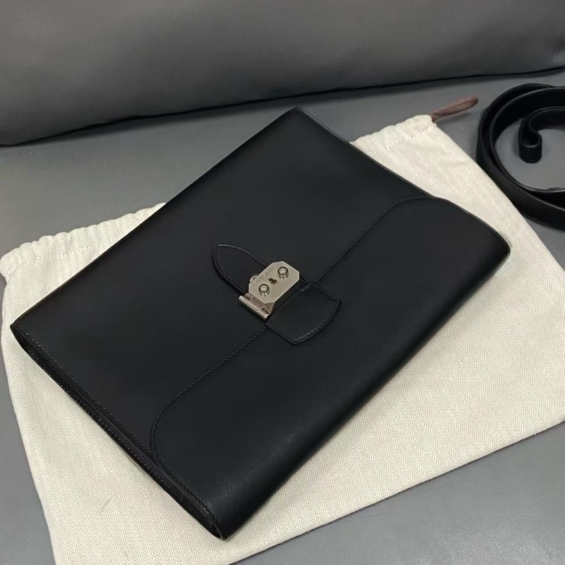 HERMES愛馬仕新款黑銀sac+adepeches29單肩包 Z刻-2