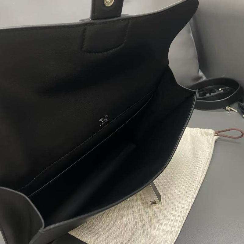 HERMES愛馬仕新款黑銀sac+adepeches29單肩包 Z刻-7