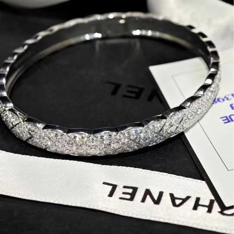 chanel香奈兒coco crush 白金滿鑽手鐲 S碼-5