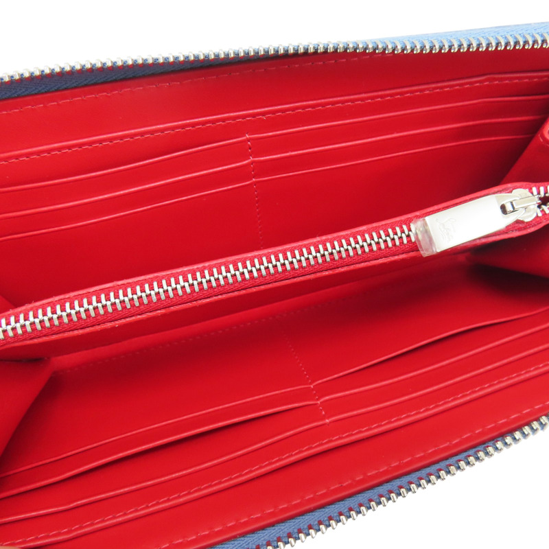 藍色 單寧布 鉚釘 拉鍊長夾【Christian Louboutin】 3245238-4