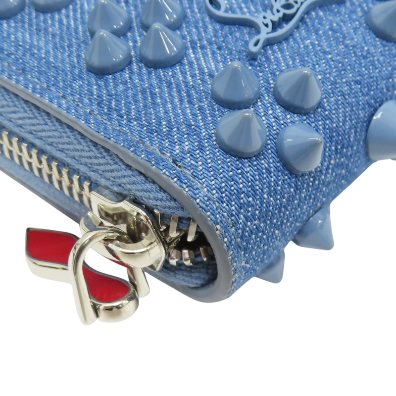 藍色 單寧布 鉚釘 拉鍊長夾【Christian Louboutin】 3245238-6