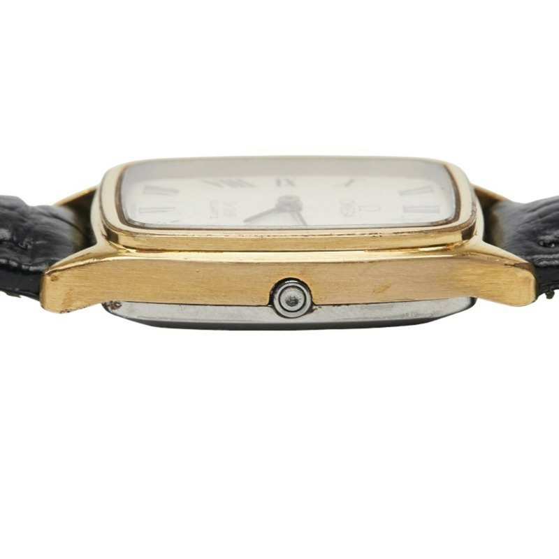 歐米茄碟飛系列石英腕錶，銀色錶盤，不鏽鋼錶殼，皮革錶帶，女士款，歐米茄-3