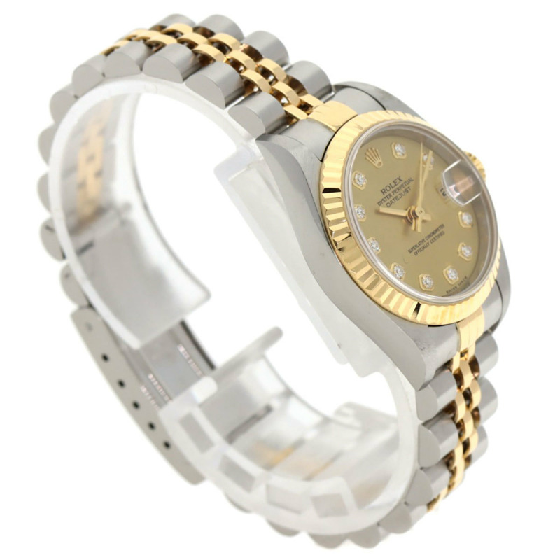 勞力士 79173G Datejust 10P 鑲鑽腕錶,不鏽鋼 SSx18KYG,18KYG,女款-1