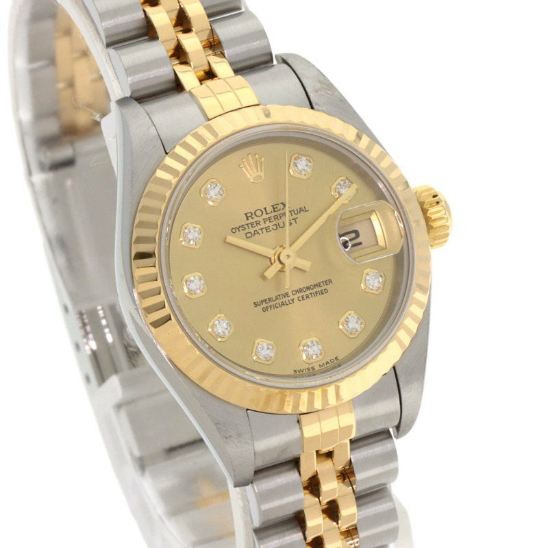 勞力士 79173G Datejust 10P 鑲鑽腕錶,不鏽鋼 SSx18KYG,18KYG,女款-3