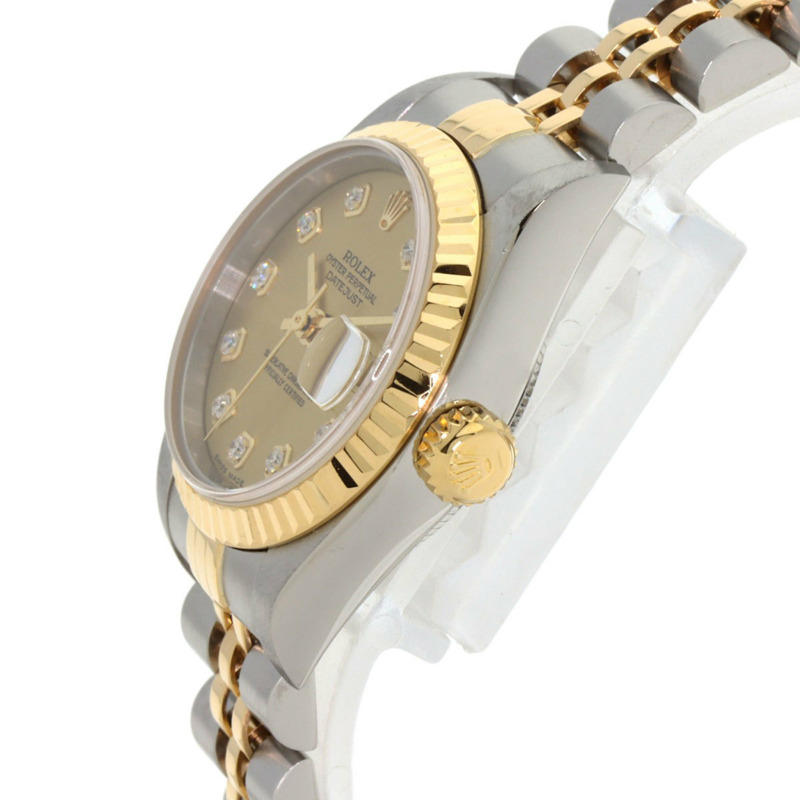 勞力士 79173G Datejust 10P 鑲鑽腕錶,不鏽鋼 SSx18KYG,18KYG,女款-4