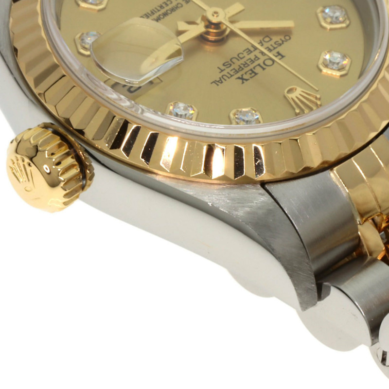 勞力士 79173G Datejust 10P 鑲鑽腕錶,不鏽鋼 SSx18KYG,18KYG,女款-11