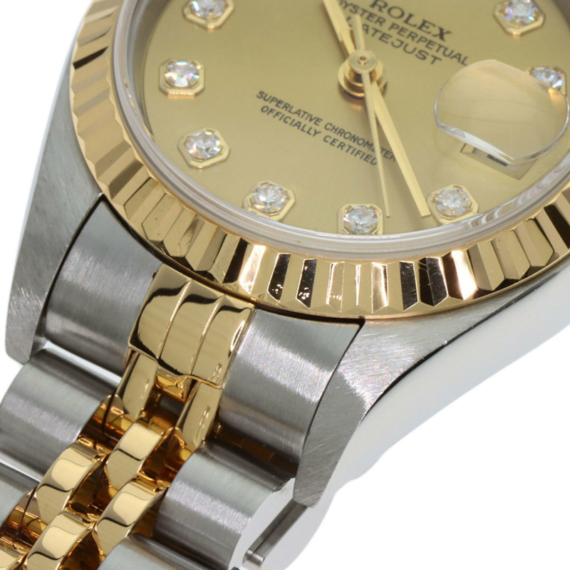 勞力士 79173G Datejust 10P 鑲鑽腕錶,不鏽鋼 SSx18KYG,18KYG,女款-18