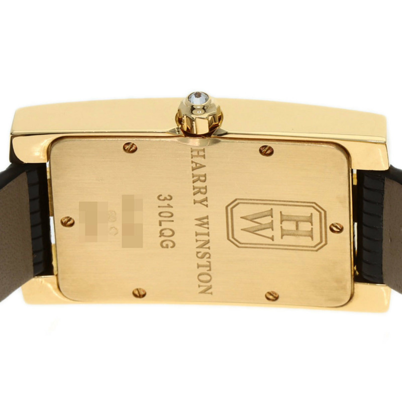 Harry Winston 310LQG Avenue 經典腕錶,18K黃金,皮革錶帶,鑲鑽,女士款-6