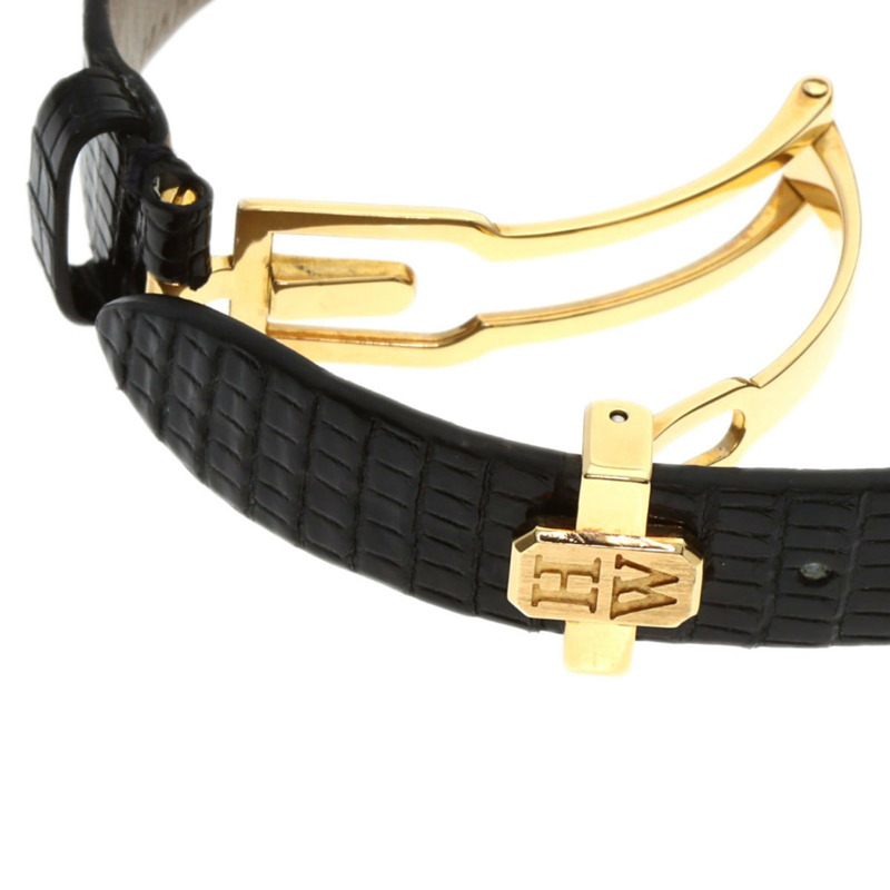 Harry Winston 310LQG Avenue 經典腕錶,18K黃金,皮革錶帶,鑲鑽,女士款-7