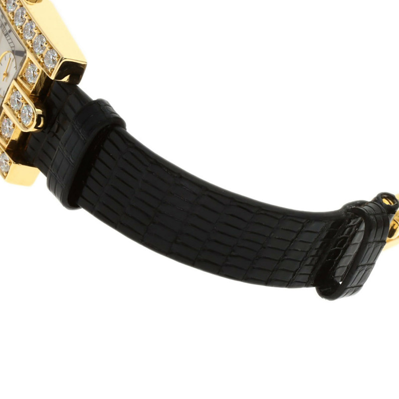 Harry Winston 310LQG Avenue 經典腕錶,18K黃金,皮革錶帶,鑲鑽,女士款-11