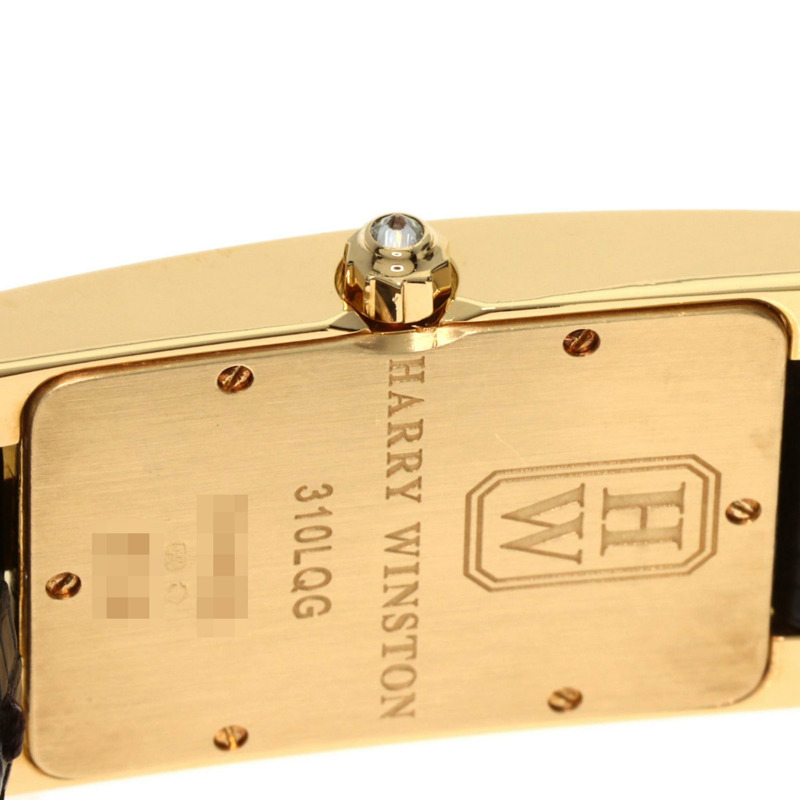 Harry Winston 310LQG Avenue 經典腕錶,18K黃金,皮革錶帶,鑲鑽,女士款-14