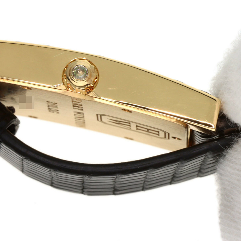 Harry Winston 310LQG Avenue 經典腕錶,18K黃金,皮革錶帶,鑲鑽,女士款-15